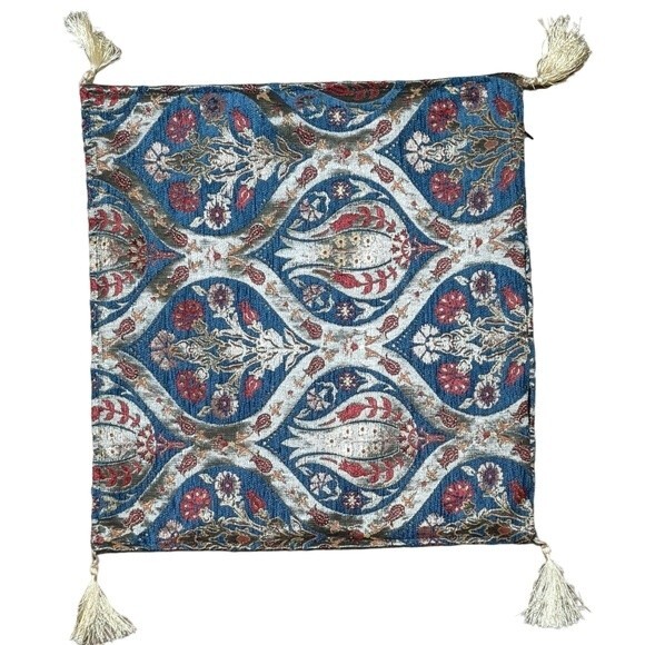 Pillow sham decorative boho tassel baroque chenille case only 17*16 - Picture 1 of 4